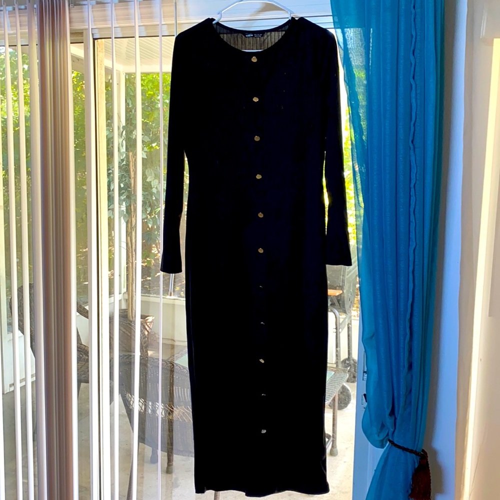 Sheer Black Long Sleeve Dress From Shein